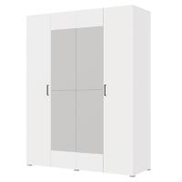 Шкаф 4ств 1800 Бостон с зеркалом 450, цвет Белый (штанги)