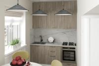 Кухонный гарнитур Фьюджи макси 1,8 м прямой цвет Белый/Джарра ширина 180 см с полками с выдвижными ящиками ЛДСП