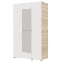 Шкаф 3ств 1200 Бостон с зеркалом, цвет Сонома/Белый (штанги)
