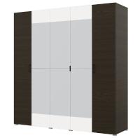 Шкаф 5ств 2250 Бостон с зеркалом 450, цвет Венге/Белый (4 ящика+штанга)