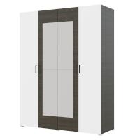 Шкаф 4ств 1800 Бостон с зеркалом 400, цвет Венге/Белый (штанги)