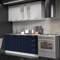 Кухня Агава 1600х600 акация белая / сапфир, для кухни, для дома, с полками и выдвижными ящиками