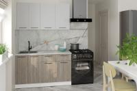 Кухонный гарнитур прямой Парма 1,4 м цвет Белый/Шиншила серая/Джарра ширина 140 см с полками с выдвижными ящиками ЛДСП