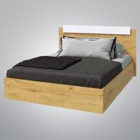 Кровать полутороспальная / двуспальная "ЭКО" 140х200 Дуб вотан / Белый гладкий, подростковая для подростка мальчика и девочки, напольная, детская