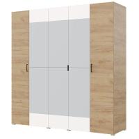 Шкаф 5ств 2250 Бостон с зеркалом 450, цвет Крафт золотой/Белый (4 ящика+штанга)