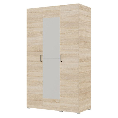 Шкаф 3ств 1350 Бостон с зеркалом, цвет Сонома (штанги)